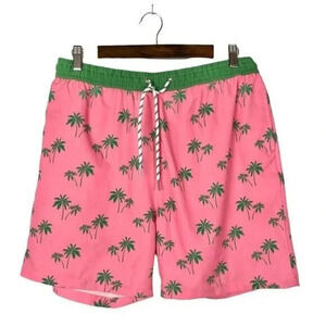 Public Record Pink & Green Palm Tree Hybrid Retro Swim Shorts XL